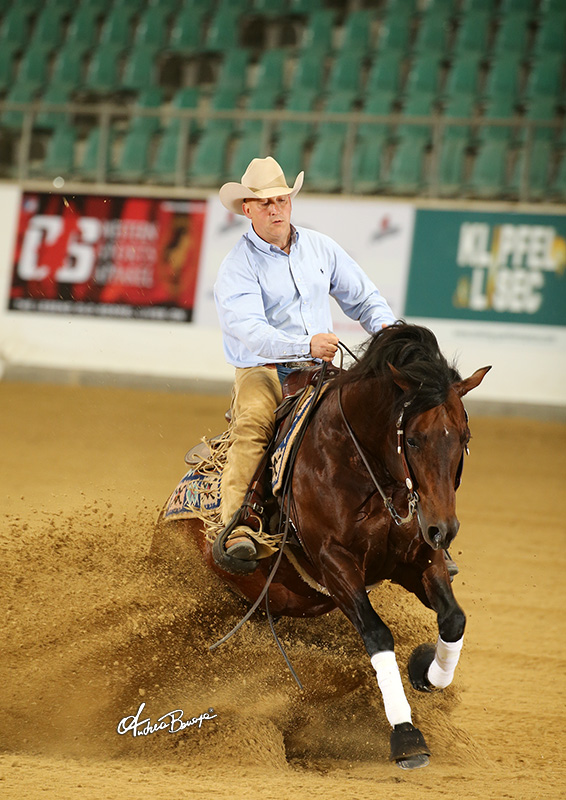 NRHA European Futurity: Italy’s Markus Schopfer impresses at Kreuth. 1 BON 1828bassa Markus Schopfer Jokin Whiz Int Open
