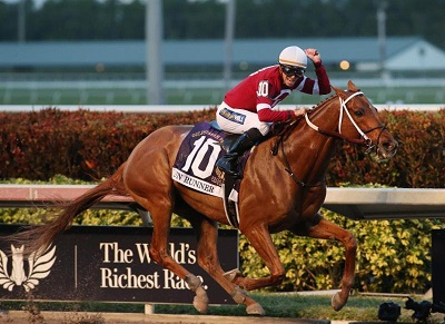 Florent Geroux with Gun Runner Pegasus World Cup 2018 winners Photo Adam Coglianese