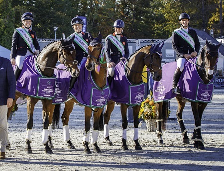 GBR Team Nations Cup 2018 winner Pippa Funnell Laura Collett Izzy Taylor Alexander Bragg credits FEI Libby Law Photography