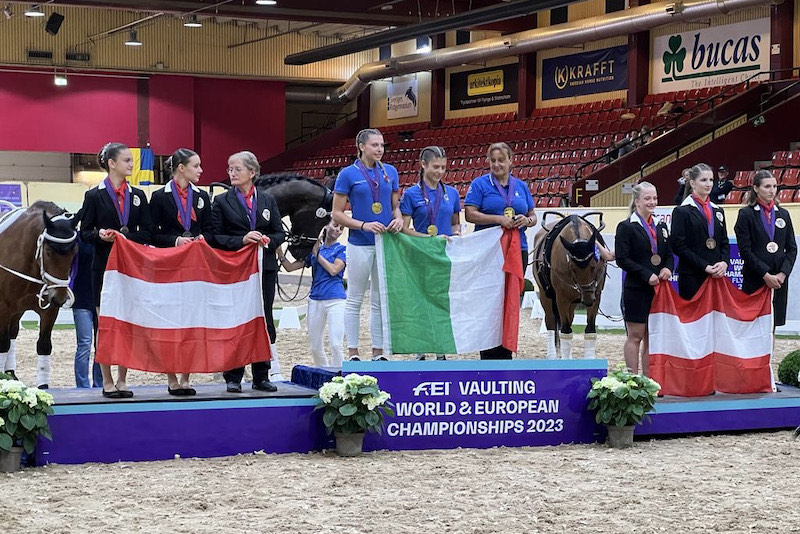 Volteggio: trionfo azzurro ai Campionati di Flyinge 2023 4 Volteggio Pas de deux italia prima con Giorgia Varisco greta Gemignani