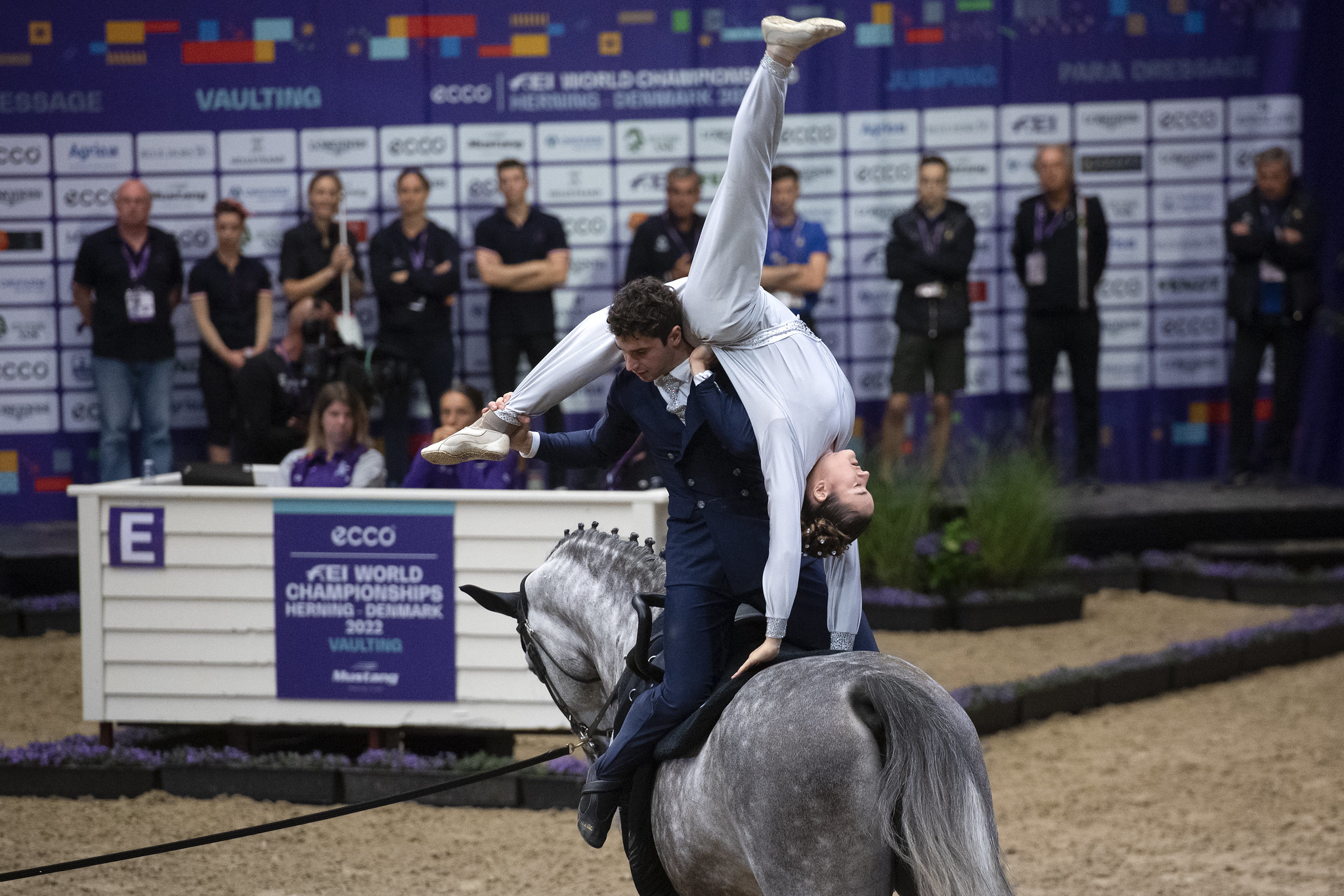 ECCO FEI World Championships 2022, Herning (DEN). Mustang FEI Vaulting World Championship 2022. PAS-DE-DEUX Vaulting Rebecca GREGGIO and Davide ZANELLA (ITA) on ORLANDO TANCREDI