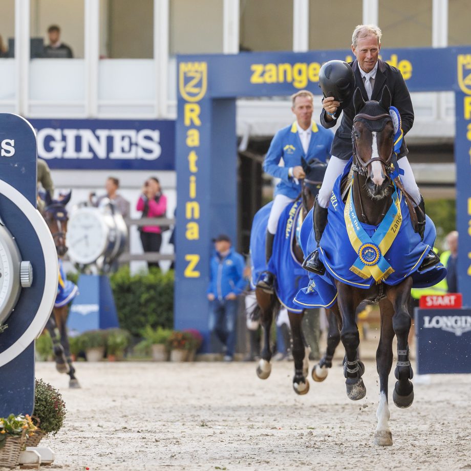 World Championships for Young Horses Lanaken 7 Year olds BENGTSSON Rolf Goeran SWE Caillan Siegerehrung 1st © FEI Stefan Lafrentz