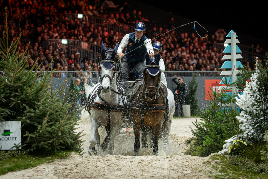 Koos de Ronde NED third place in the FEI Driving World Cup™ 202324 Geneva SUI