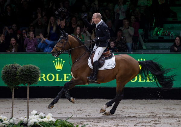 Willem Greve (NED) riding Highway TN N.O.P. celebrates winning the Rolex Grand Prix 's-Hertogenbosch