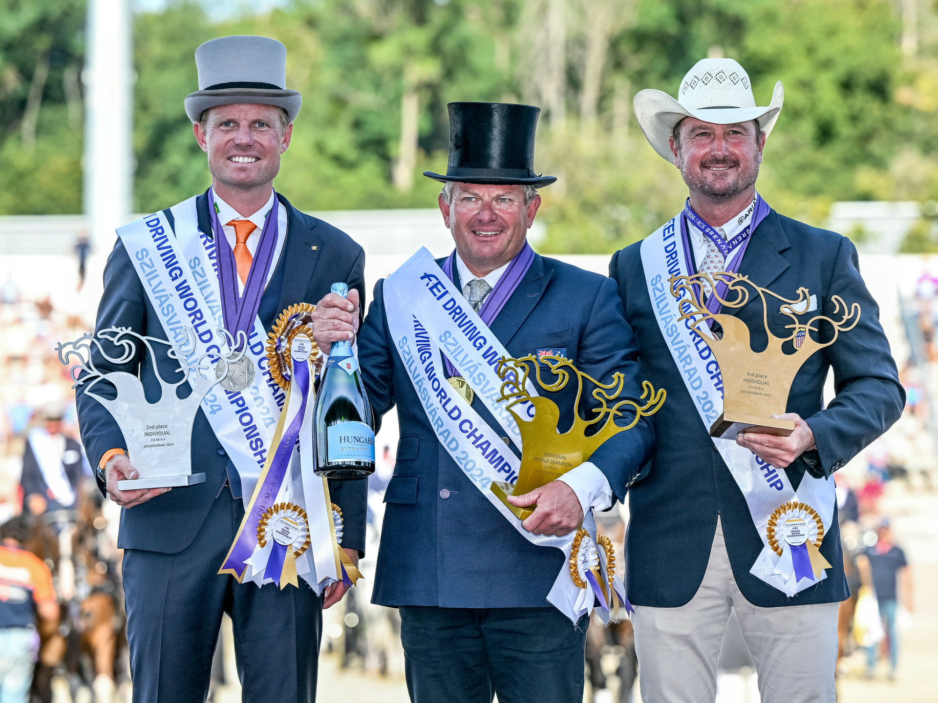 Campionati del Mondo di Attacchi 2024: settimo oro individuale per Boyd Exell nel tiro a quattro 1 Gold BOYD EXELL of Australia, silver BRAM CHARDON of the Netherlands and bronze CHESTER WEBER of the United States