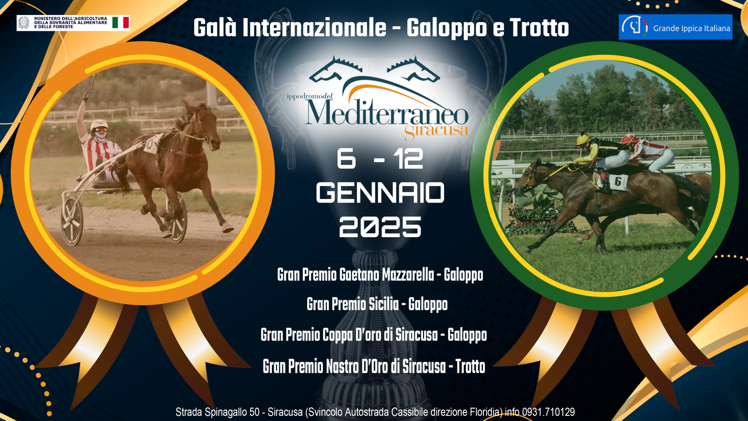 Ippodromo del Mediterraneo, trotto e galoppo salutano il Galà Internazionale 1 Gala di Gennaio 2025 all'Ippodromo del Mediterraneo