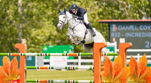 Daniel Coyle (IRL) & Incredible win the The Mustangs 1.55m © Spruce Meadows Media-Bart Onyszko