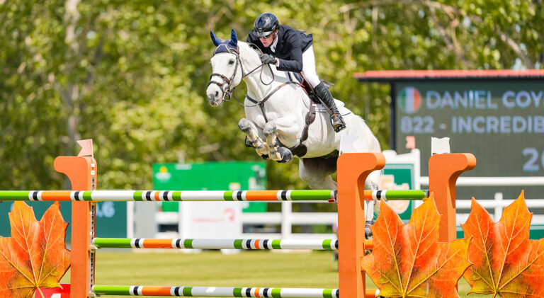 Daniel Coyle (IRL) & Incredible win the The Mustangs 1.55m © Spruce Meadows Media-Bart Onyszko
