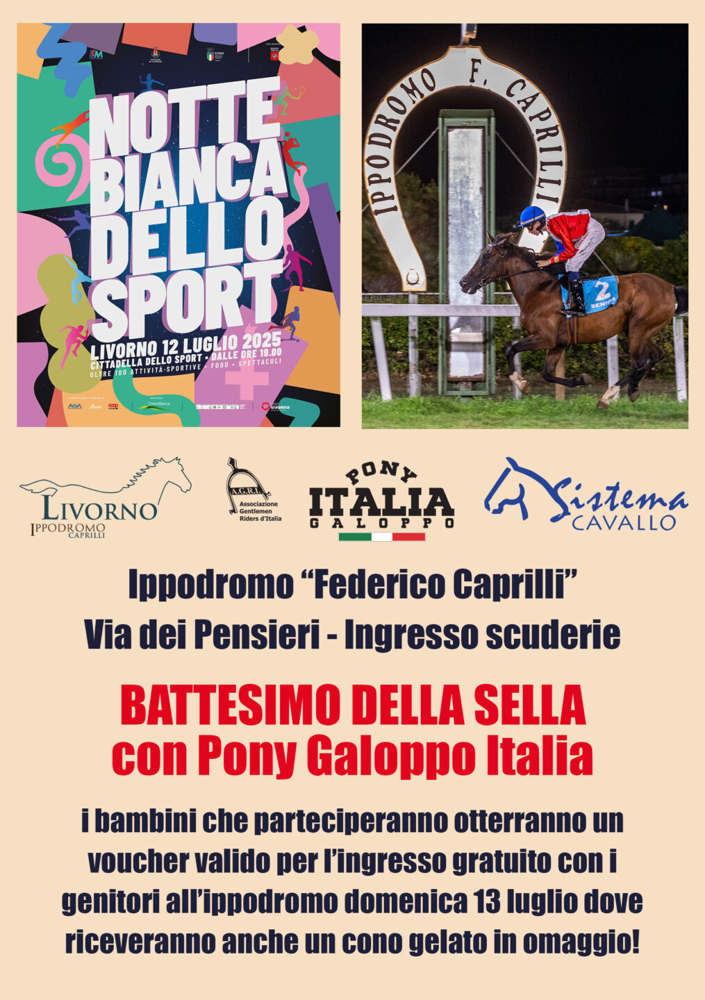 Ippodromo Federico Caprilli: notte bianca dello sport sabato 12 luglio 2025 2 locandina notte bianca