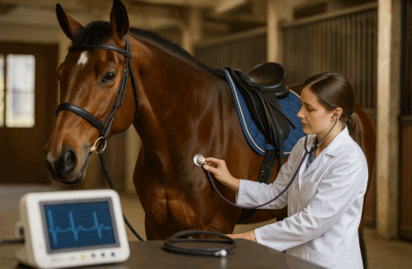 Soffi cardiaci e aritmie nei cavalli atleti: cosa dice la scienza 1 Visita veterinaria per controllo della salute cardiovascolare del cavallo atleta