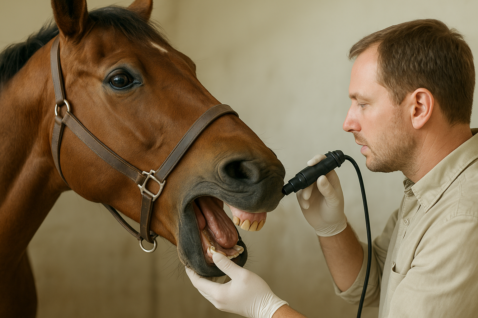 cavallo anziano e odontoiatra equino