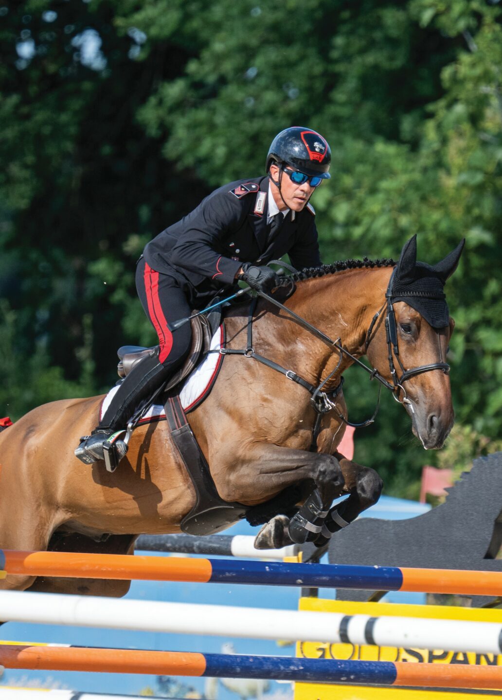 Massimo Grossato sul salto co gli stivali Segugio di Tattini