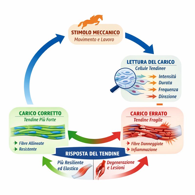 come i tendini del cavallo si adattano allo stimolo meccanico