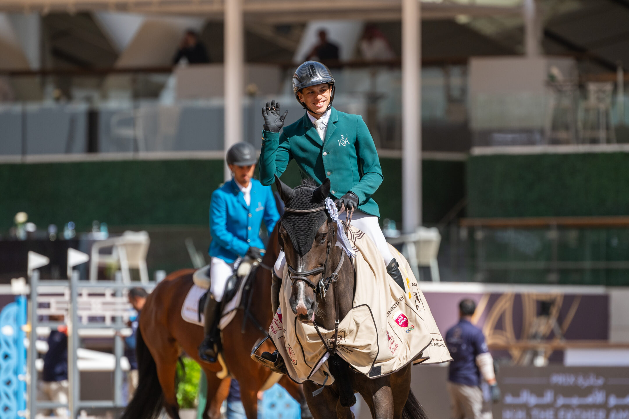 Abdullah Alsharbatly KSA and Quisandro winner of CSI3 – 145cm Doha Equestrian Tour 2026 week 4 H.H. The Father Amirs Prix 28th to 31st of January 2026 Doha Qatar. PC CDET Lukasz Kowalski 5012