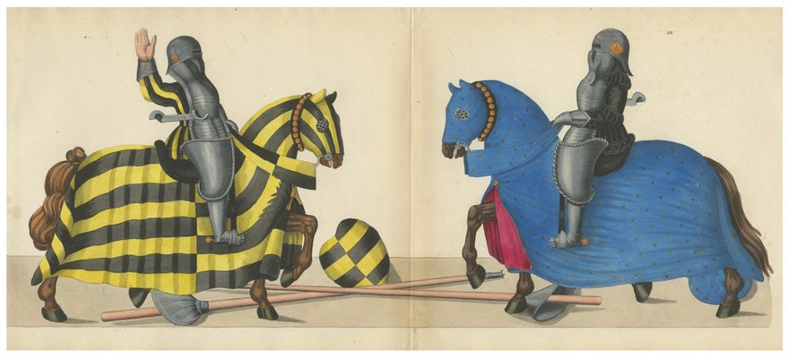 cavalieri su cavalli bardati