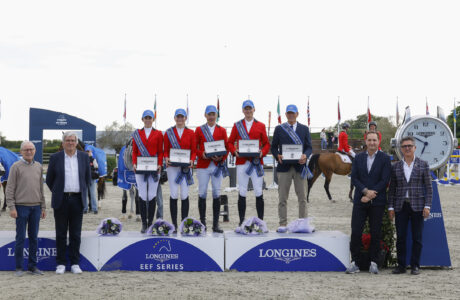 Team Denmark celebrate their back to back win on home soil at the Longines EEF Series CSIO3 Stutteri Ask