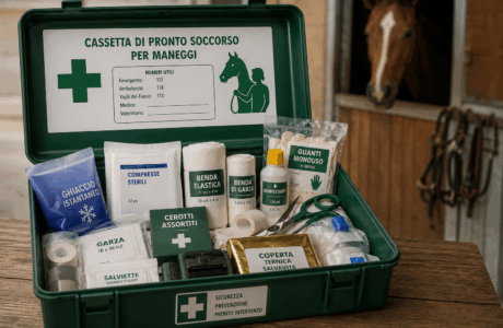 Pronto soccorso nelle scuderie e nei maneggi, sicurezza indispensabile per persone e cavalli.