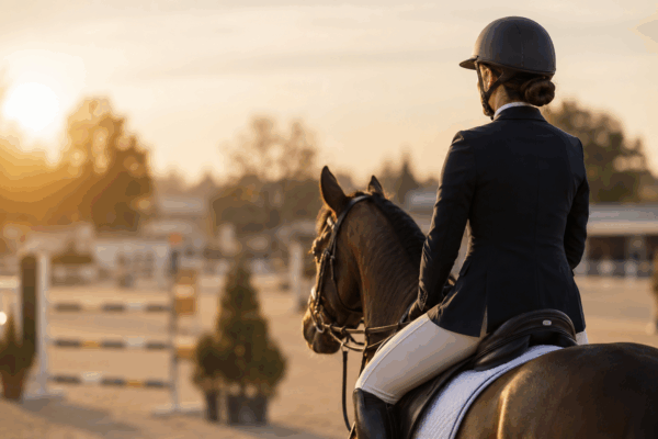 Cavallo al tramonto nell'arena